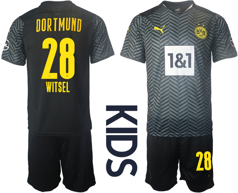 Cheap Youth 2021-2022 Club Borussia Dortmund away black 28 Soccer Jersey